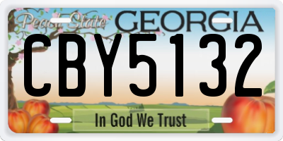 GA license plate CBY5132
