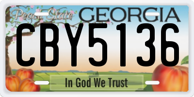 GA license plate CBY5136