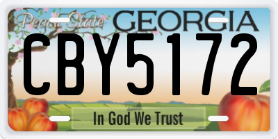 GA license plate CBY5172