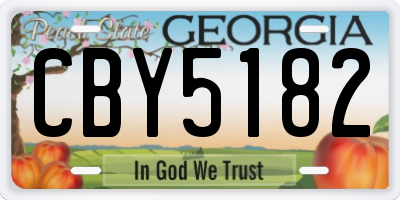 GA license plate CBY5182