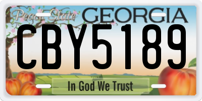 GA license plate CBY5189