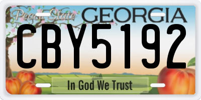 GA license plate CBY5192