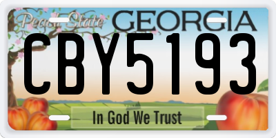 GA license plate CBY5193