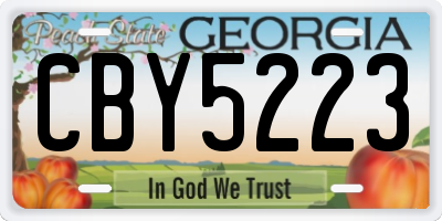 GA license plate CBY5223