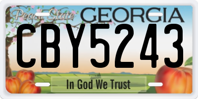 GA license plate CBY5243