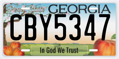 GA license plate CBY5347