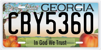 GA license plate CBY5360