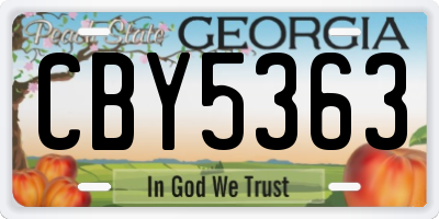 GA license plate CBY5363
