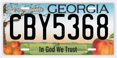 GA license plate CBY5368