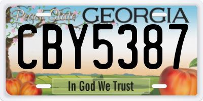 GA license plate CBY5387