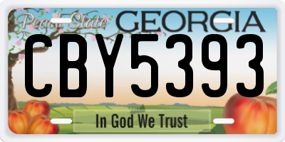 GA license plate CBY5393
