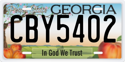 GA license plate CBY5402