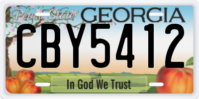 GA license plate CBY5412