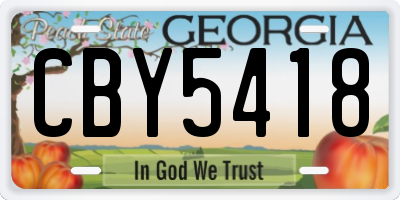GA license plate CBY5418