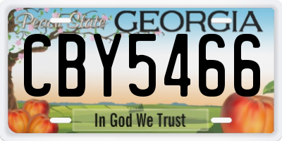 GA license plate CBY5466
