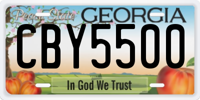 GA license plate CBY5500