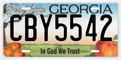 GA license plate CBY5542