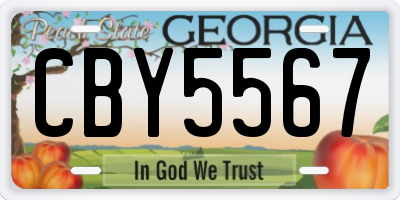 GA license plate CBY5567
