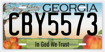 GA license plate CBY5573