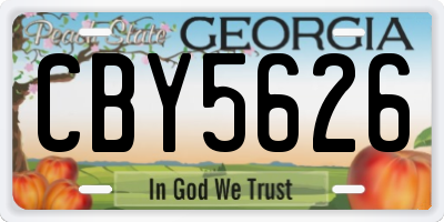GA license plate CBY5626