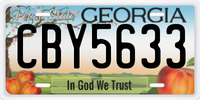GA license plate CBY5633