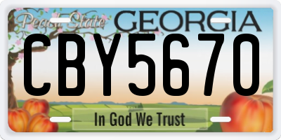 GA license plate CBY5670