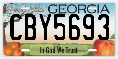 GA license plate CBY5693