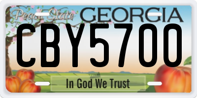 GA license plate CBY5700