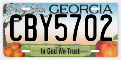 GA license plate CBY5702