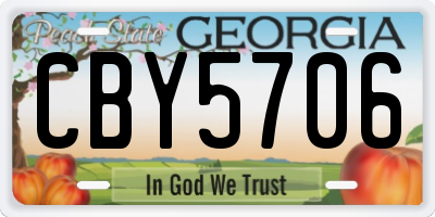 GA license plate CBY5706