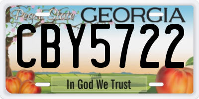GA license plate CBY5722