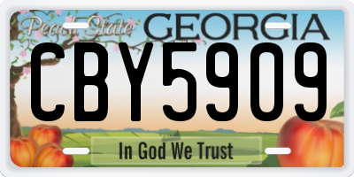 GA license plate CBY5909