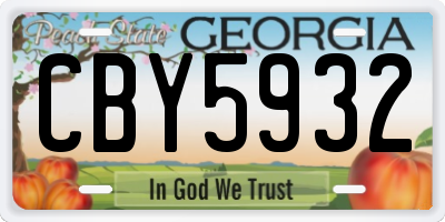 GA license plate CBY5932