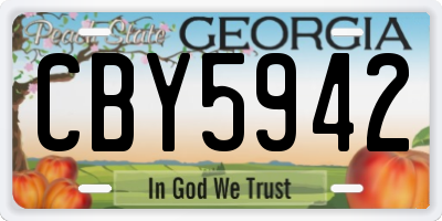 GA license plate CBY5942