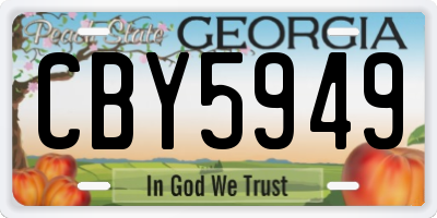 GA license plate CBY5949