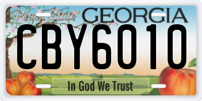 GA license plate CBY6010