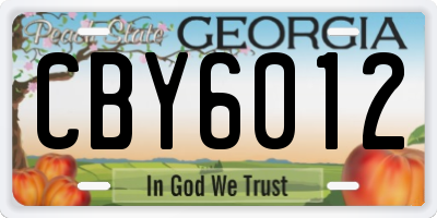 GA license plate CBY6012