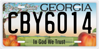 GA license plate CBY6014