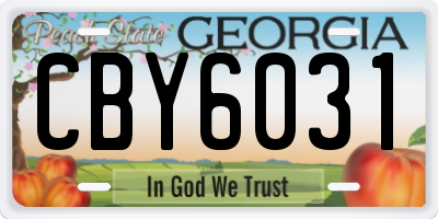 GA license plate CBY6031