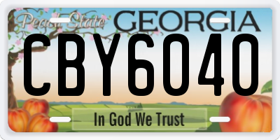 GA license plate CBY6040