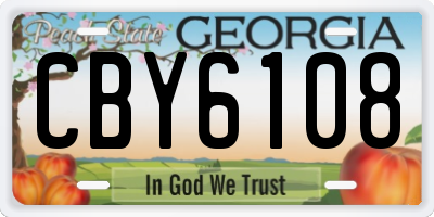 GA license plate CBY6108
