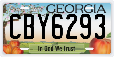 GA license plate CBY6293