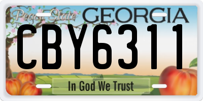 GA license plate CBY6311