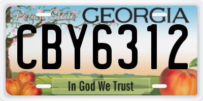 GA license plate CBY6312