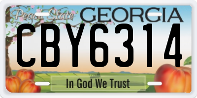 GA license plate CBY6314