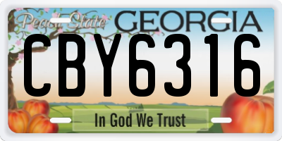 GA license plate CBY6316