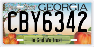 GA license plate CBY6342