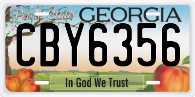 GA license plate CBY6356