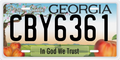 GA license plate CBY6361