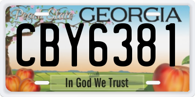 GA license plate CBY6381